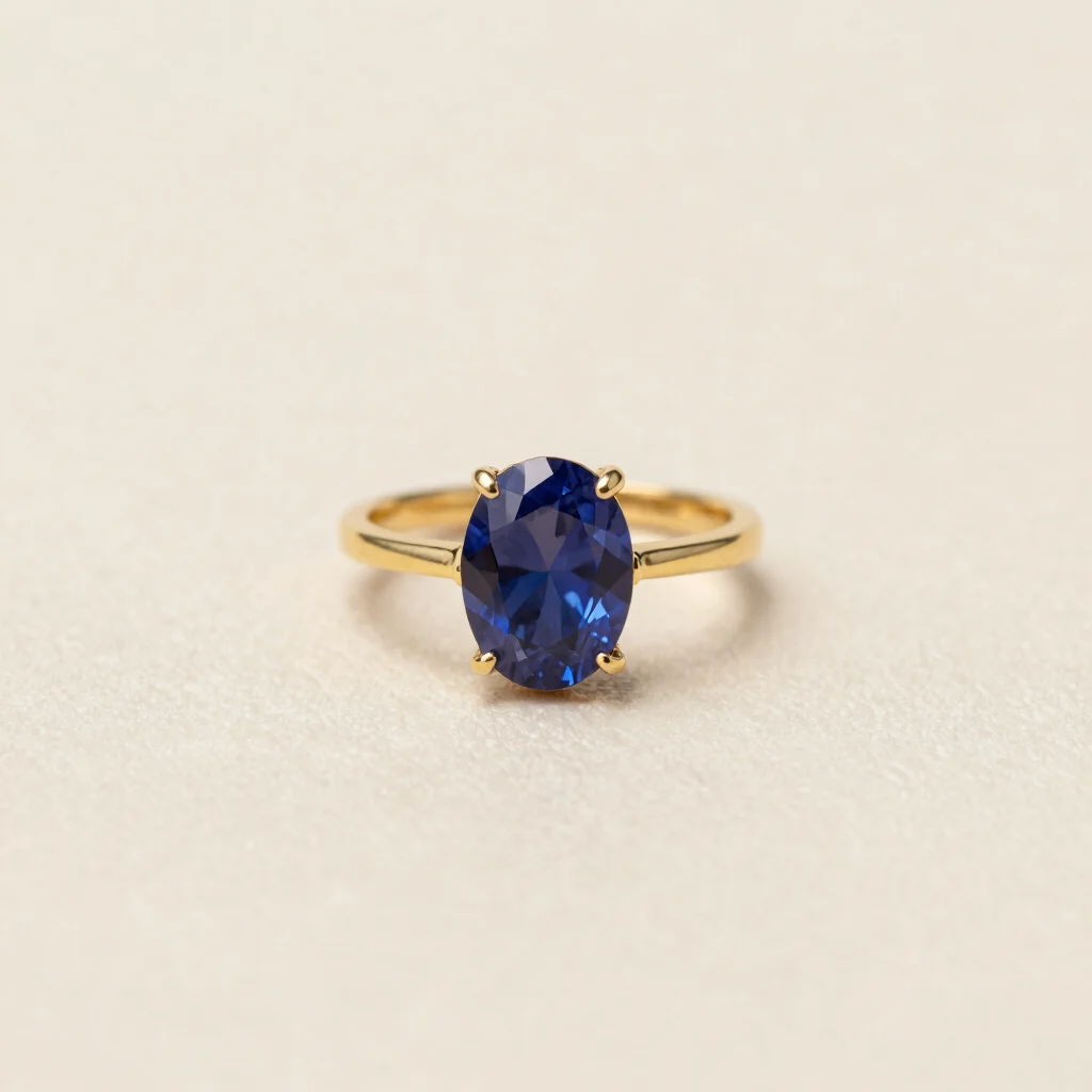 Midnight Sapphire Solitaire Ring