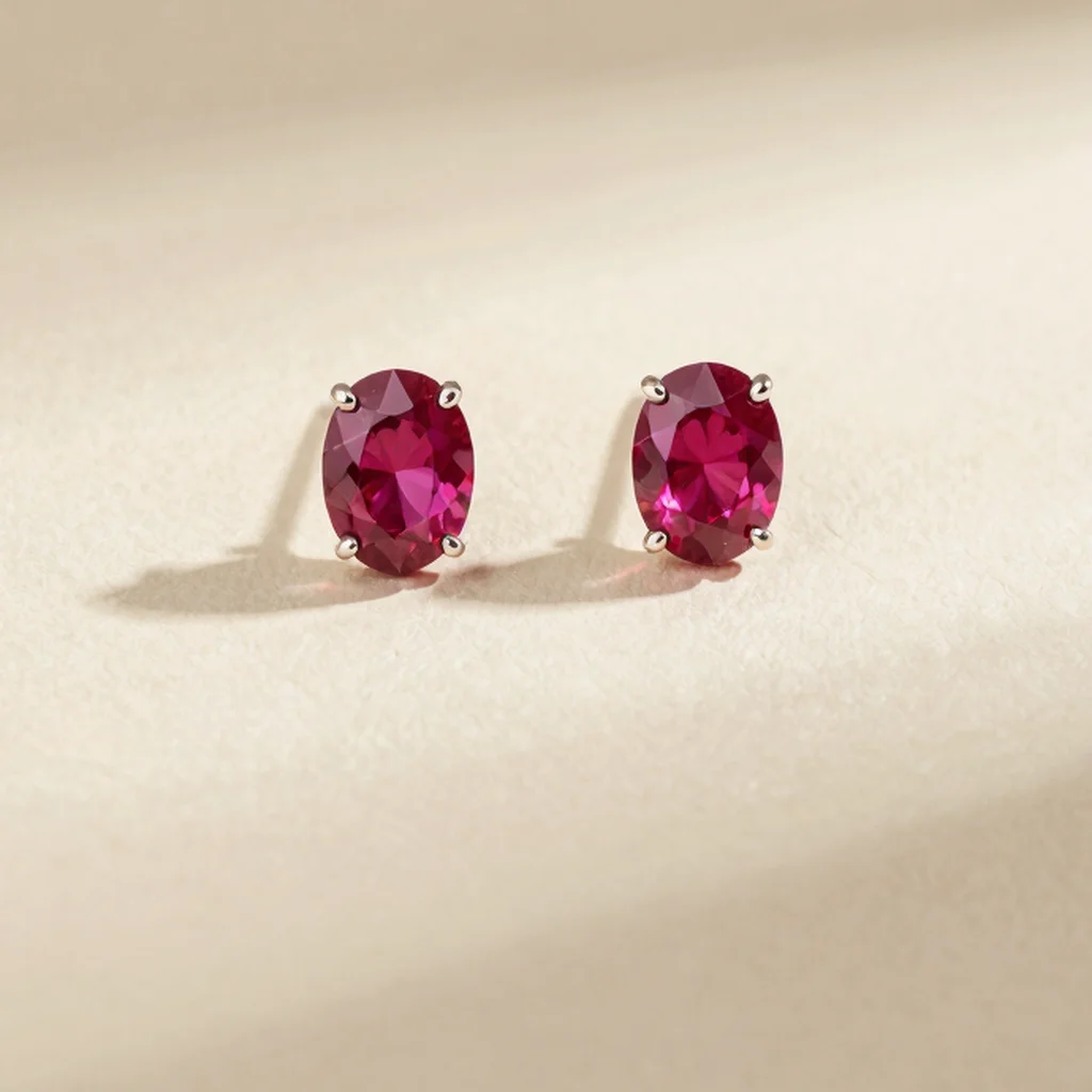 Royal Ruby Halo Studs